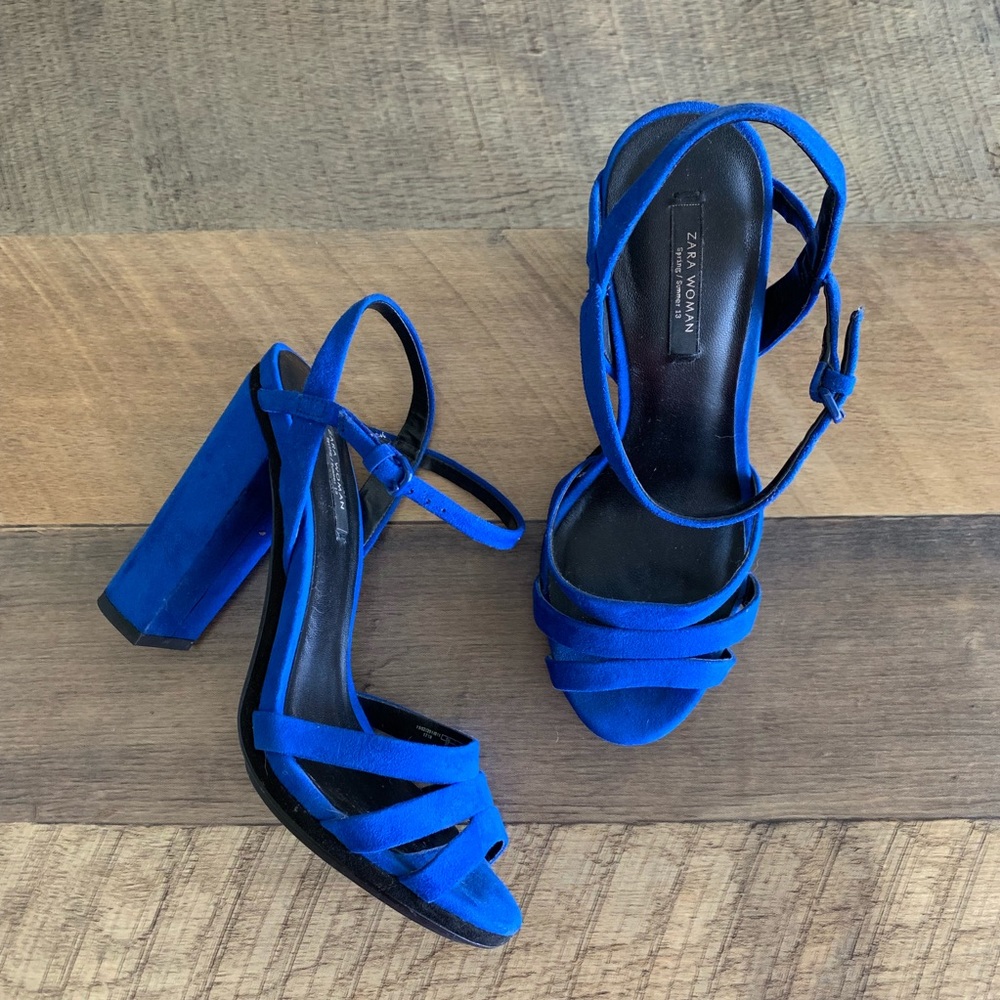 Zara Blocked Heel Sandals Size 7